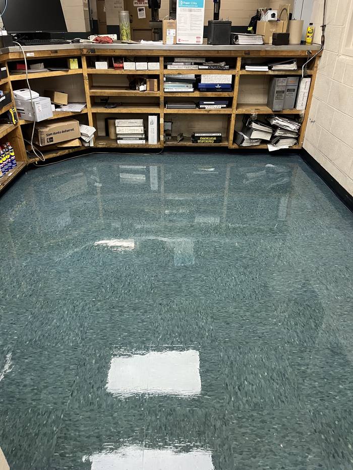 Commercial floor after professional stripping and waxing by Integrity Contracting Solutions